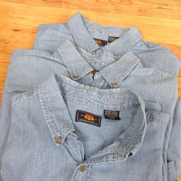 Three 100% Cotton Light Blue Casual Shirts - Picture 2 of 5